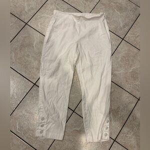 J Jill White Button-Detail Linen Stretch Cropped Pants Size Small